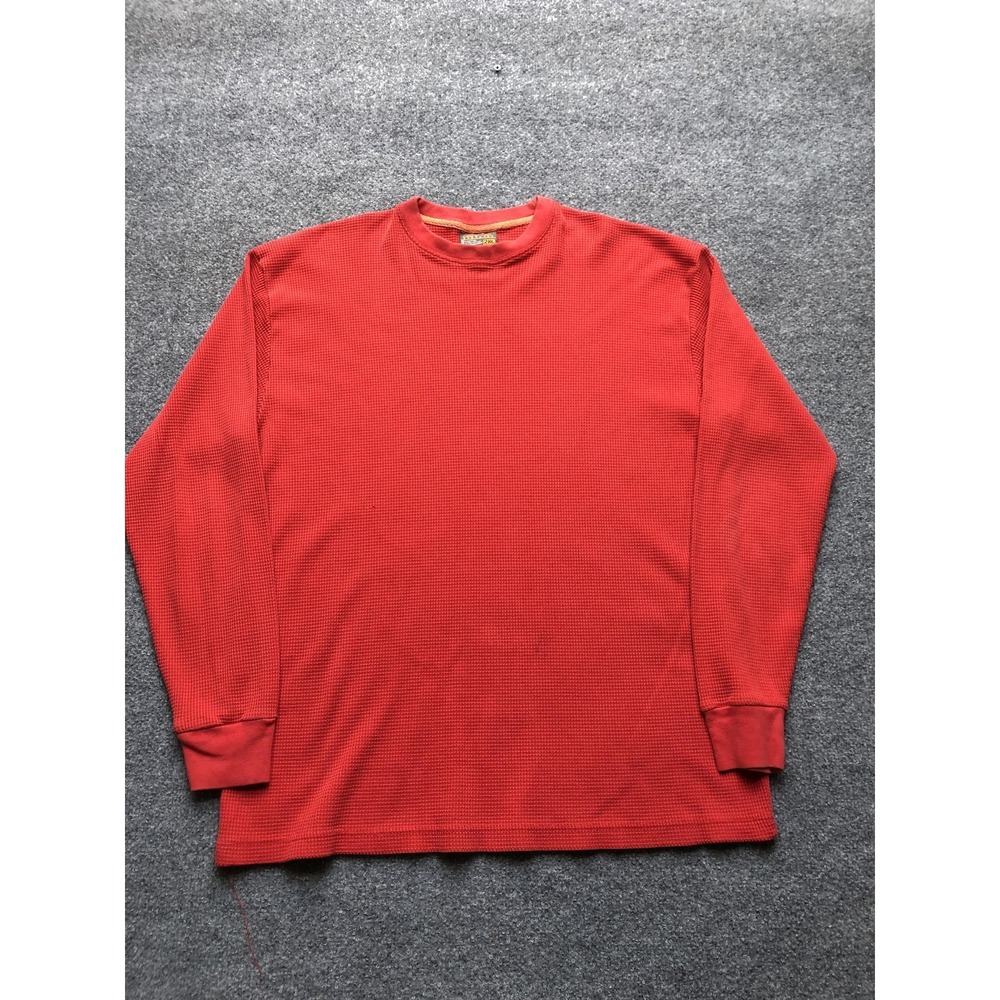 Cybertek Shirt Mens 2XL Red Long Sleeve Thermal Waffle Knit Crewneck Layering